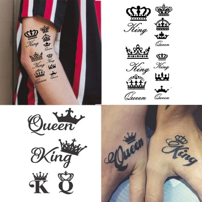 King  Queen Card Suit Temporary Tattoos